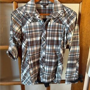 Kerrits Women’s XS Multi-Color Plaid Snap Button Down Vented Back Shirt